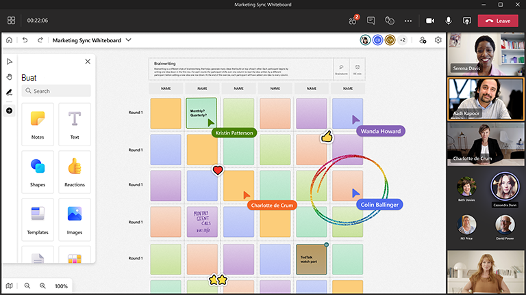 Templat curah pendapat di Whiteboard