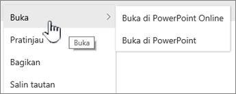 Menu elipsis file dengan Buka disorot