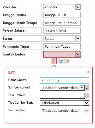 Status awal kotak properti untuk kontrol daftar kombo