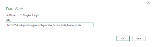 Power Query > Dari Web > Dialog Input URL