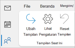 Cuplikan layar Pengaturan Tampilan pada pita Outlook klasik