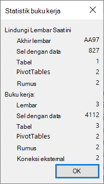 Dialog Statistik Buku Kerja.