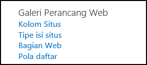 Opsi Galeri Desainer Web dari halaman Pengaturan Situs di SharePoint Online