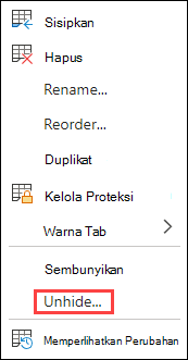 Munculkan di Excel untuk web