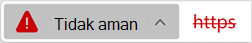 Ikon untuk situs web dengan sertifikat yang tidak valid