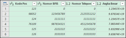 Power Query - Data setelah dikonversi menjadi teks