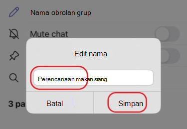 simpan nama obrolan grup baru di perangkat seluler