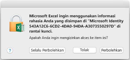 Perintah rantai kunci di Office 2016 untuk Mac