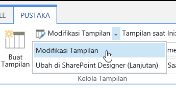 Tab Pustaka dengan Ubah Tampilan disorot