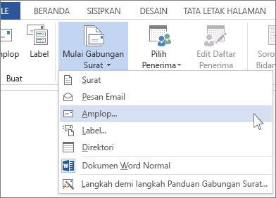 Menu Mulai Gabungan Surat