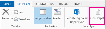 Tombol Opsi Rapat di Outlook 2013