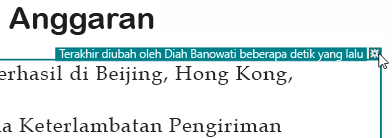 Notasi penyorotan revisi tentang siapa yang membuat perubahan dan kapan perubahan tersebut selesai dilakukan