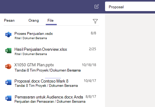 Daftar file di Teams