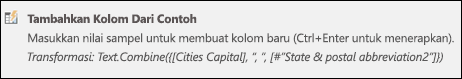 Rumus kolom kustom Gabungkan kolom dari contoh di Power Query