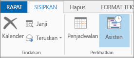 Tombol Asisten Penjadwalan di Outlook 2013.