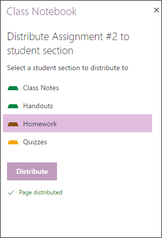 Contoh penugasan terdistribusi di OneNote untuk web