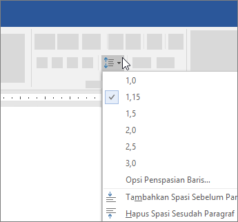 Opsi untuk mengubah penspasian baris di Word