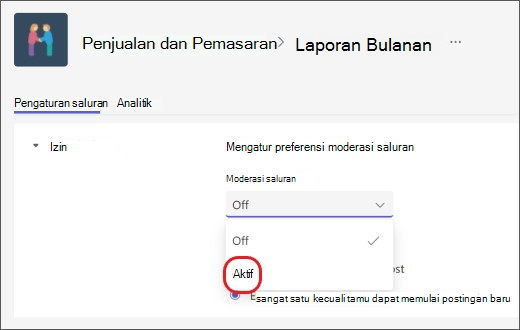 aktifkan moderasi saluran