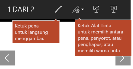 Alat Tinta tersedia dalam tampilan Peragaan Slide.