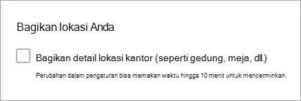 Cuplikan layar memperlihatkan lokasi berbagi office tidak dicentang