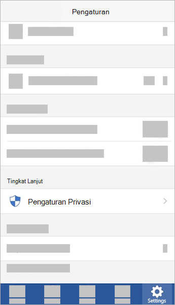 Cuplikan layar tombol Pengaturan Privasi