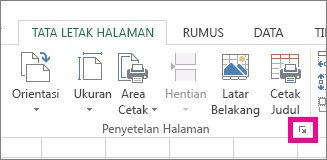 Klik panah di sudut kanan bawah dari grup Penyetelan Halaman.