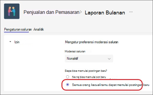 moderasi saluran tidak termasuk tamu