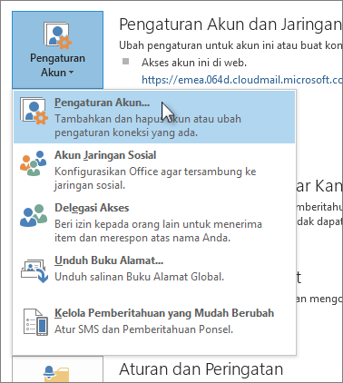 Klik File > Pengaturan Akun > Pengaturan Akun.