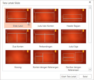 Mengubah tata letak slide