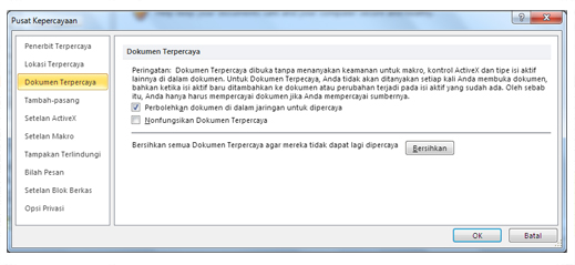 Area Dokumen Tepercaya di Pusat Kepercayaan