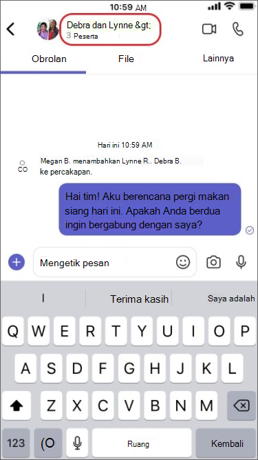 ketuk nama peserta obrolan grup di seluler