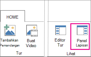 Tombol Panel Lapisan pada tab Beranda Power Map