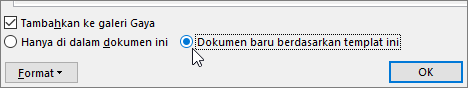 Dokumen baru berdasarkan templat ini - opsi dalam kotak dialog Ubah Gaya