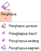PowerPoint untuk Office 2019 memiliki empat penghapus untuk tinta digital.