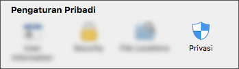 Ikon Privasi di bawah preferensi aplikasi.
