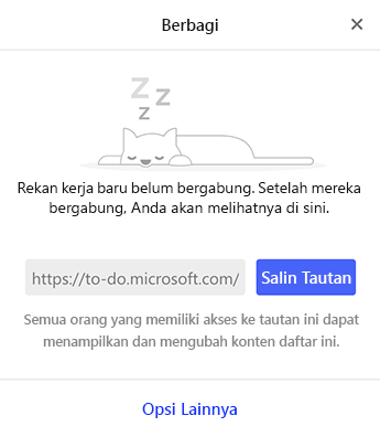 Cuplikan layar memperlihatkan menu Berbagi