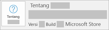 Cuplikan layar memperlihatkan versi dan build yang merupakan Microsoft Store