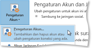 Perintah Pengaturan Akun dalam tampilan Baskstage