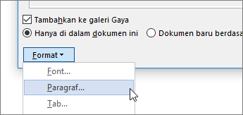 Pilih Format, lalu pilih Paragraf