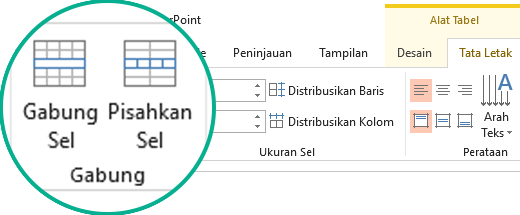 Menggabungkan atau Memisahkan sel tabel