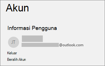 Menampilkan tautan Keluar di tampilan Backstage Office di Windows