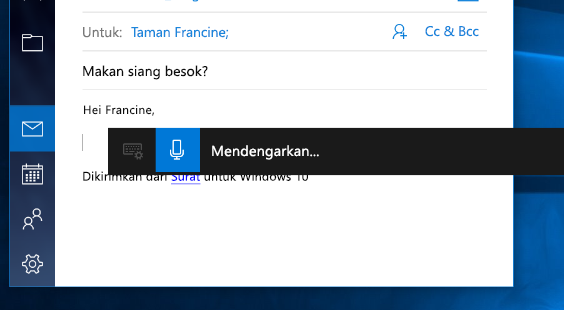 Toolbar pendiktean di Windows