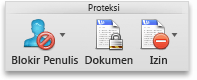 Tab Tinjau Word, grup Proteksi