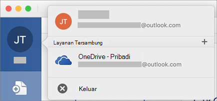 Menampilkan opsi untuk Keluar di tampilan backstage di Office untuk Mac