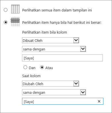 Memfilter menggunakan [Saya]