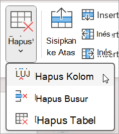 Menghapus kolom atau baris