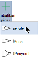 Anda dapat menggambar dalam tinta dengan tiga tekstur berbeda: pensil, pena, atau penyorot