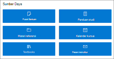 Gambar komponen web tautan cepat pada situs pelatihan