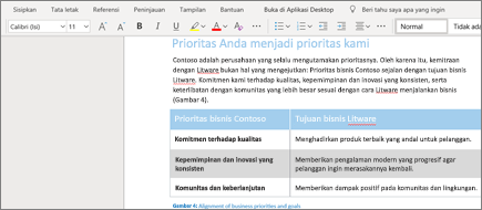 Memformat teks di Word Online