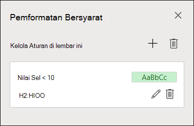 Gambar memperlihatkan langkah 2 mengedit aturan Pemformatan Bersyarat